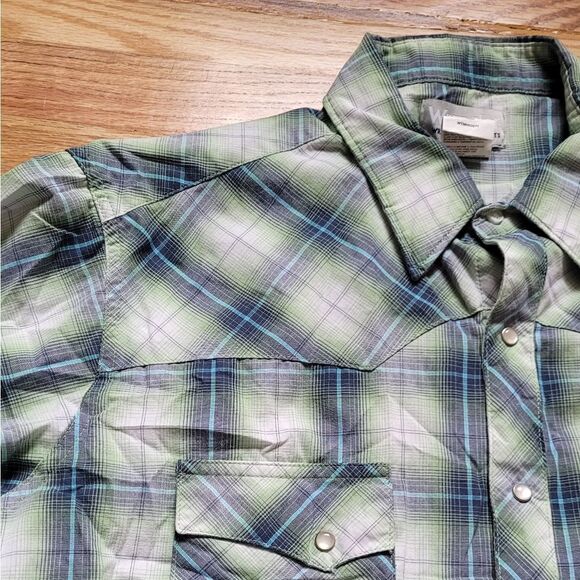 Wrangler Wrancher Plaid Pearl Button Button Up Western Top XL - Picture 4 of 6
